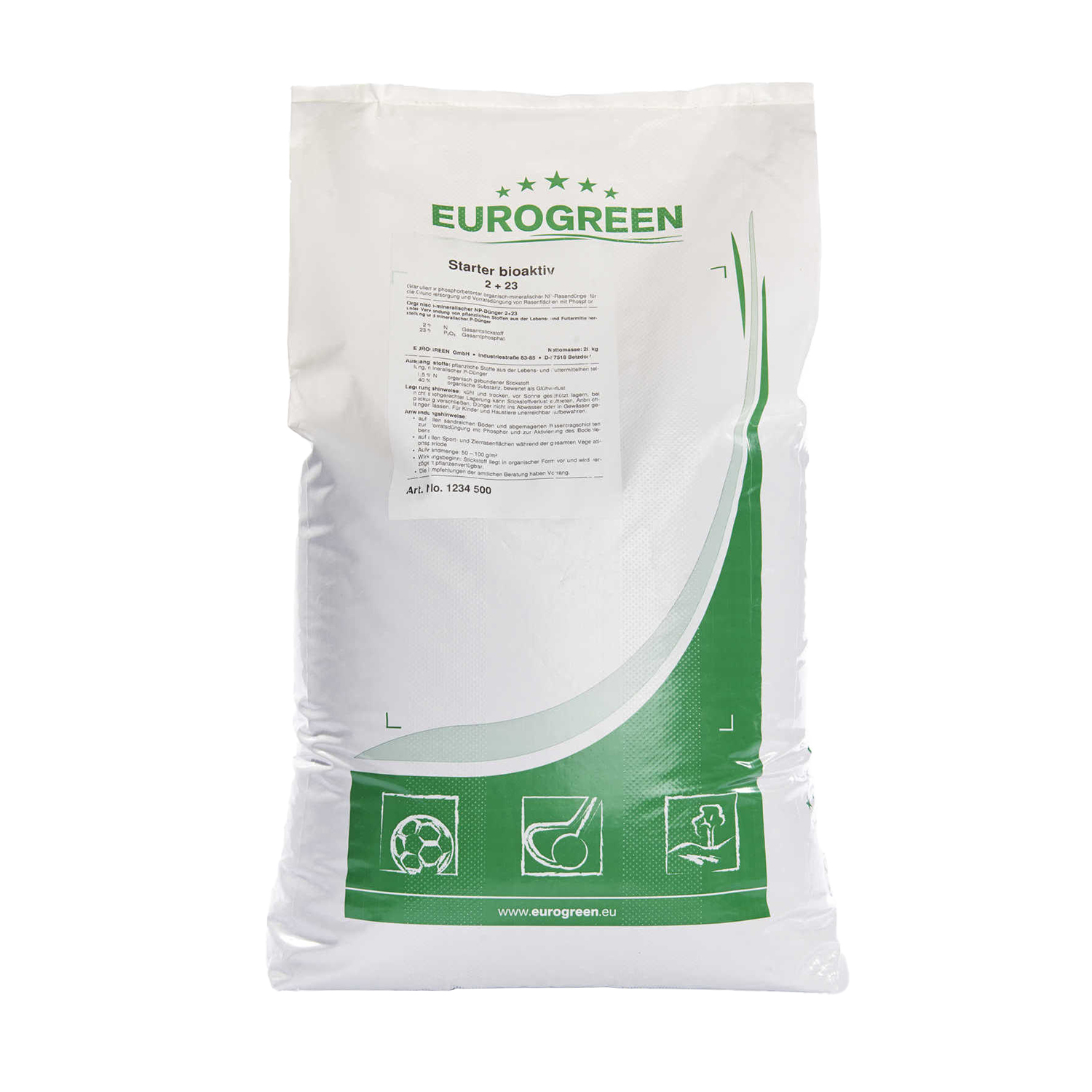 Der Starterdünger bioaktiv von EUROGREEN ist ein granulierter phosphorbetonter organisch-mineralischer Starterdünger