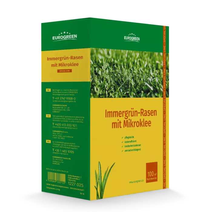 Immergrün-Rasen mit Mikroklee