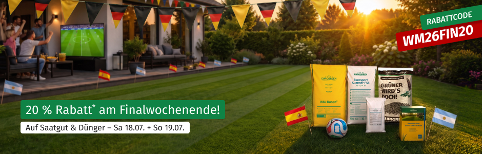 Shop Desktop 940×300 20 % Rabatt auf Saatgut & Dünger am Finalwochenende!