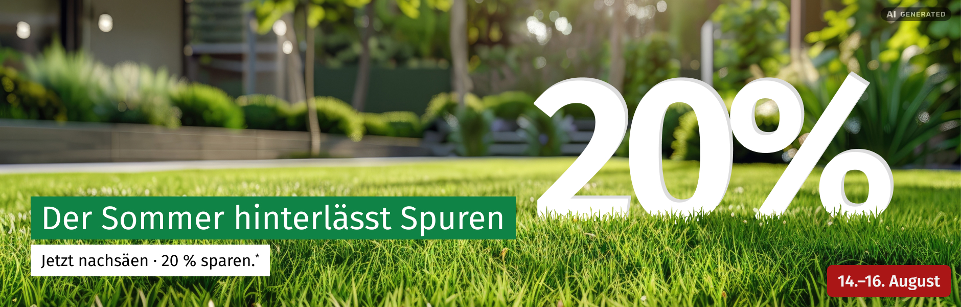 Der Sommer hinterlässt Spuren. Jetzt nachsaeen und 20 % sparen.