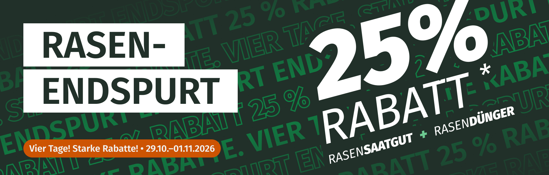 Jahresendspurt mit 25 % Rabatt auf Rasendünger und Rasensamen